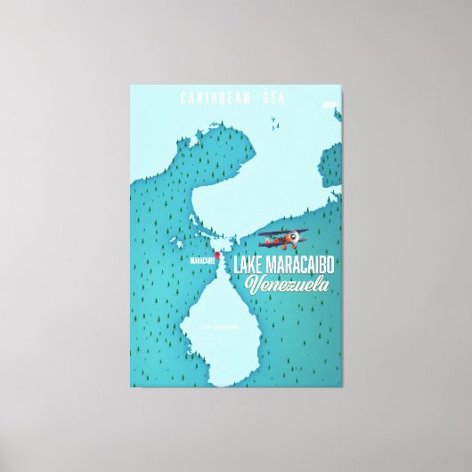 ベネズエラのマラカイボ湖の地図ナビゲーション キャンバスプリント (正面)