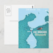 ベネズエラのマラカイボ湖の地図ナビゲーション ポストカード (正面/裏面)