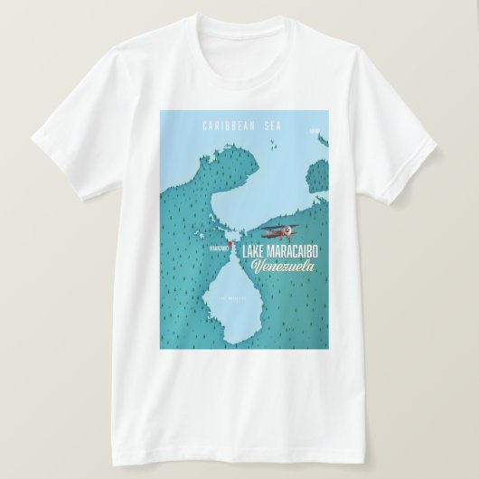 ベネズエラのマラカイボ湖の地図ナビゲーション Tシャツ (デザイン正面)