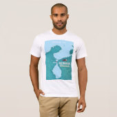 ベネズエラのマラカイボ湖の地図ナビゲーション Tシャツ (正面フル)