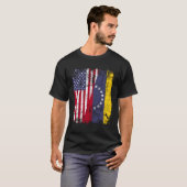 ベネズエラのルーツハーフアメリカ国旗ベネズエラ Tシャツ (正面フル)