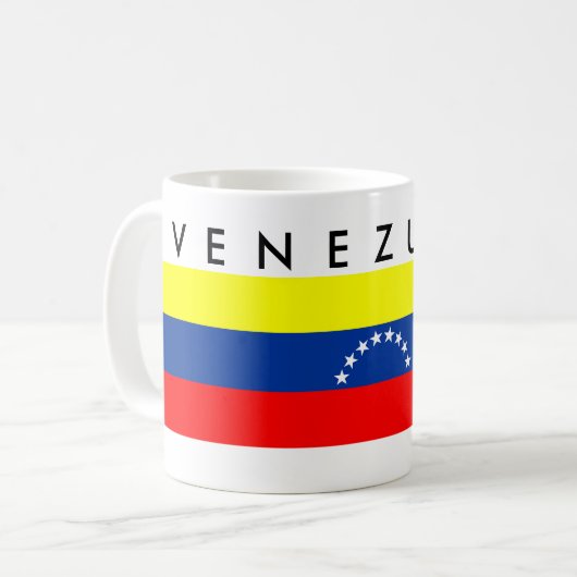 ベネズエラの国旗の国家の記号の名前の文字 コーヒーマグカップ (正面左)