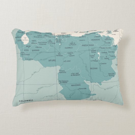 ベネズエラの地図 – ヴィンテージ高詳細ヴィンテージ線 アクセントクッション (正面)