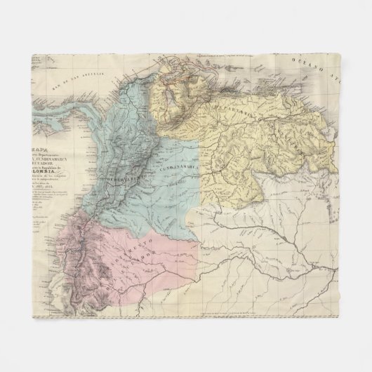 ベネズエラの歴史的軍の地図 フリースブランケット (正面(横))