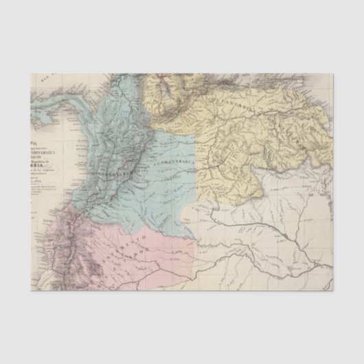 ベネズエラの歴史的軍の地図 薄葉紙 (正面)