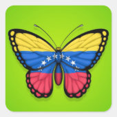 ベネズエラの蝶の緑の国旗 スクエアシール (正面)
