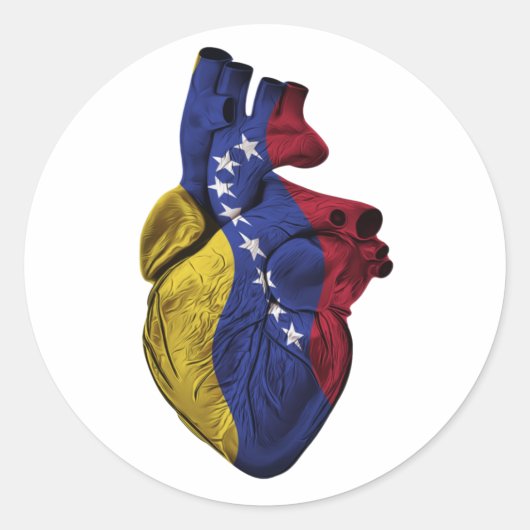 ベネズエラハート国旗 ラウンドシール (正面)