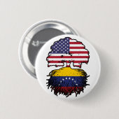 ベネズエラベネズエラ系アメリカ合衆国の木のルーツ国旗 缶バッジ (正面&裏面)