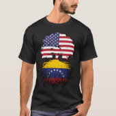 ベネズエラベネズエラ系アメリカ合衆国の木のルーツ国旗 Tシャツ (正面)