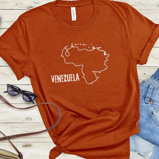 ベネズエラ国の地図ベネズエラ縁どラインの形状 Tシャツ
