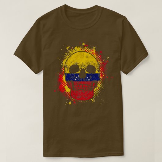 ベネズエラ国旗のスカル Tシャツ (デザイン正面)