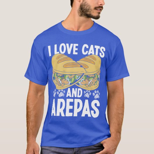 ベネズエラ料理 猫飼い アレパ 愛好家 コロンビア風 Tシャツ (正面)