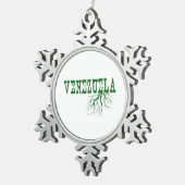 ベネズエラ根付き緑の木のルーツワードアート スノーフレークピューターオーナメント (右)