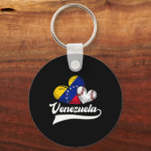 ベネズエラ野球選手ベネズエラ国旗のハートBa キーホルダー (正面)