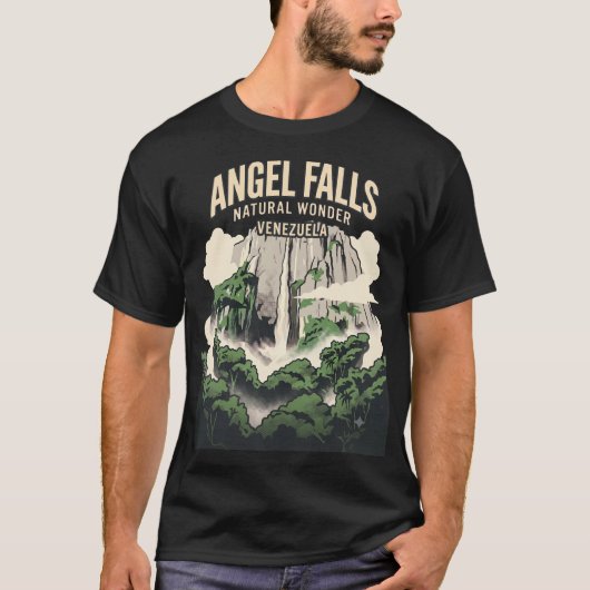 ベネズエラ エンジェルフォール ヴィンテージ 旅行ポスター Tシャツ (正面)