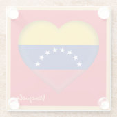 ベネズエラ&ベネズエラ国旗のハート/パーティーダイニング ガラスコースター (裏面)