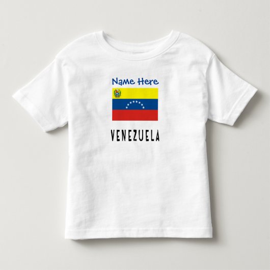 ベネズエラ ベネズエラ国旗 青 個人名入り トドラーTシャツ (正面)