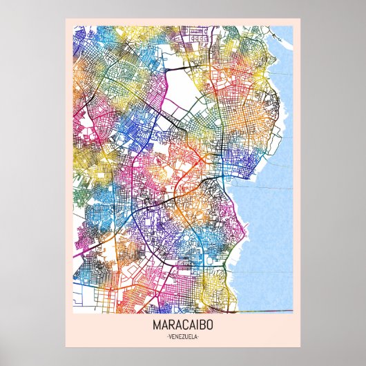 ベネズエラ・マラカイボ市地図 ポスター (正面)