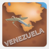 ベネズエラ・ヴィンテージ旅行ポスター スクエアシール (正面)