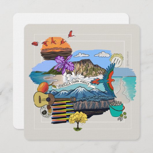 ベネズエラ✨魔法陸上グリーティングカード サンキューカード (正面/裏面)