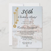 ベネチアに咲くゴールド＆ホワイトパールのジュエル　ハッピー・バースデー 招待状 (正面)