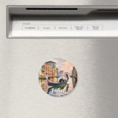 ベネチアのゴンドラ 水彩画 カナル 色とりどりの芸術 マグネット (インサイチュ (食洗機))
