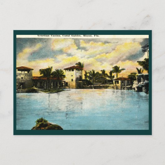 ベネチアンカジノ、コーラルゲーブルズ、FLヴィンテージ ポストカード (正面)
