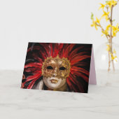 ベネチアンカーニバルマスクグリーティングカード カード (黄色い花)
