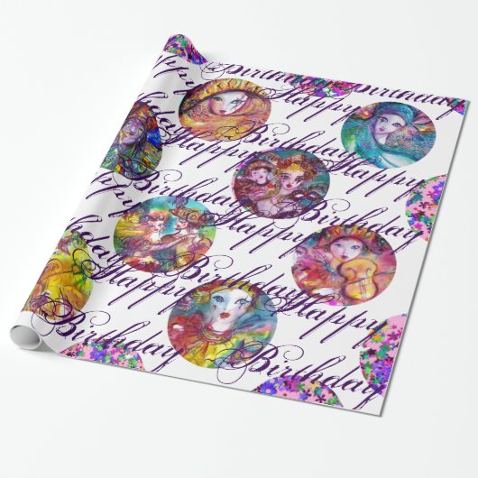 ベネチアンマスカレードマルディグラスマスク誕生日 ラッピングペーパー (アンロールド)