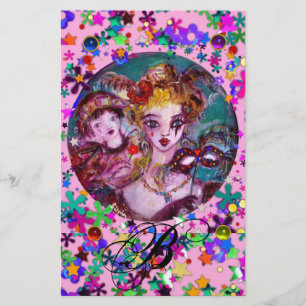 ベネチアンマスカレード愛好家,マスク紙吹雪モノグラム 便箋