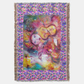 ベネチアンマスカレード顔/ハーレクインおよびオダマキ(植物) スローブランケット (正面縦)