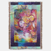 ベネチアンマスカレード顔/ハーレクインおよびオダマキ(植物) スローブランケット (正面縦)