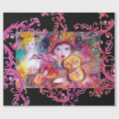 ベネチアンマスカレード顔/ハーレクインおよびオダマキ(植物) ラッピングペーパー (フラット)