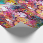 ベネチアンマスカレード顔/ハーレクインおよびオダマキ(植物) ラッピングペーパー (角)