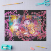 ベネチアンマスカレード顔、ハーレクインおよびオダマキ（植物） 薄葉紙 (クラフト)