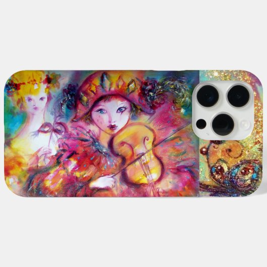 ベネチアンマスカレード/ハーレクインとオダマキ（植物） Case-Mate iPhoneケース (裏面 (横))
