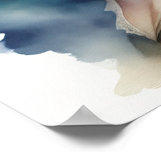 ベネチアンマスクの水色を着絵画た女性 ポスター (角)