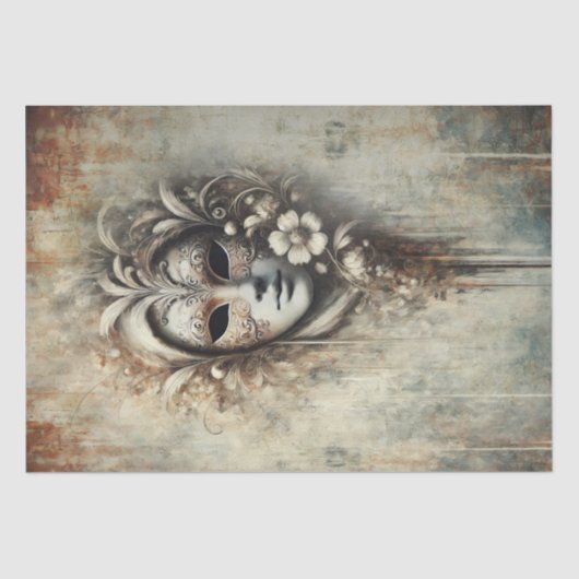 ベネチアンマスク付きパティーナ – Decopage 薄葉紙 (正面)