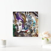 ベネチアンマスク1 スクエア壁時計 (ホーム)