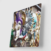 ベネチアンマスク1 スクエア壁時計 (傾斜)