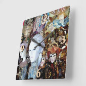 ベネチアンマスク2 スクエア壁時計 (傾斜)