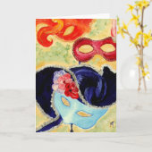 ベネチアンマスク – グリーティングカード (黄色い花)