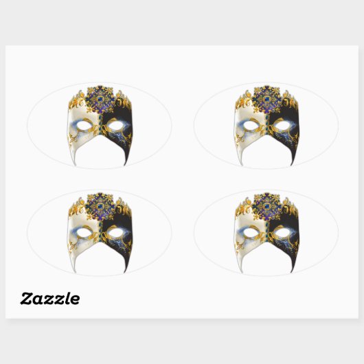 ベネチアンマスク：サファイアジュエル 楕円形シール (シート)