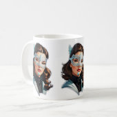 ベネチア仮面の女性 コーヒーマグカップ (正面左)