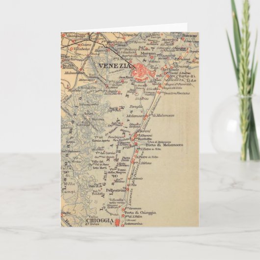 ベネチア イタリアのヴィンテージ地図 カード (正面)