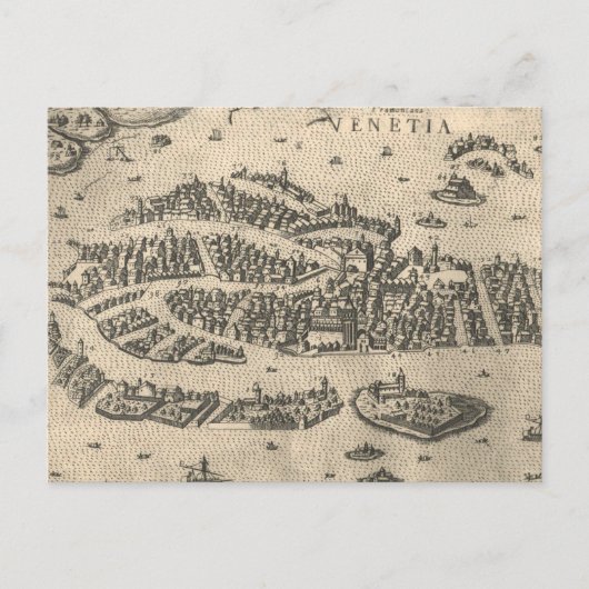 ベネチア イタリアの古地図 (1573) ポストカード (正面)