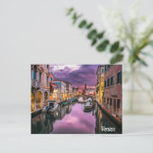 ベネチア イタリアの美しい夜の街の風景 ポストカード (スタンド正面)