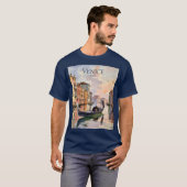 ベネチア ゴンドラ 水彩画 カナル カラフル Tシャツ (正面フル)