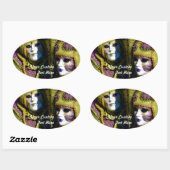 ベネチカラフルアンカップルとカーニバルマスク 楕円形シール (シート)