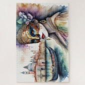 ベネチ絵を描アンマスクを着た水彩女性 ジグソーパズル (縦)